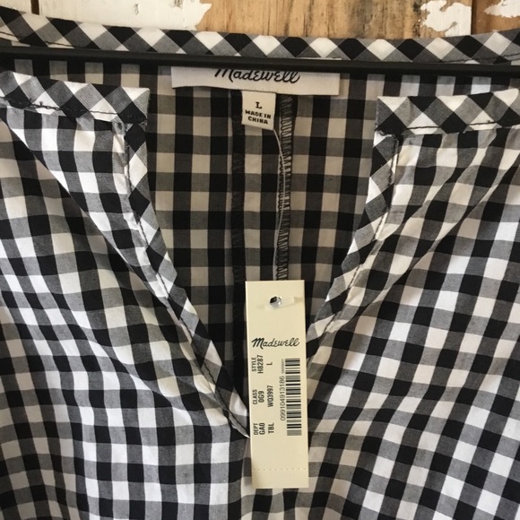 Madewell Smocked Gingham Top with tassel sash - Picture 6 of 8